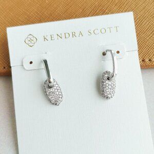 Kendra Scott Bailey White CZ Silver Pave Huggie Earrings